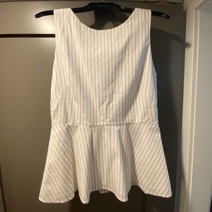 White strip peplum top
